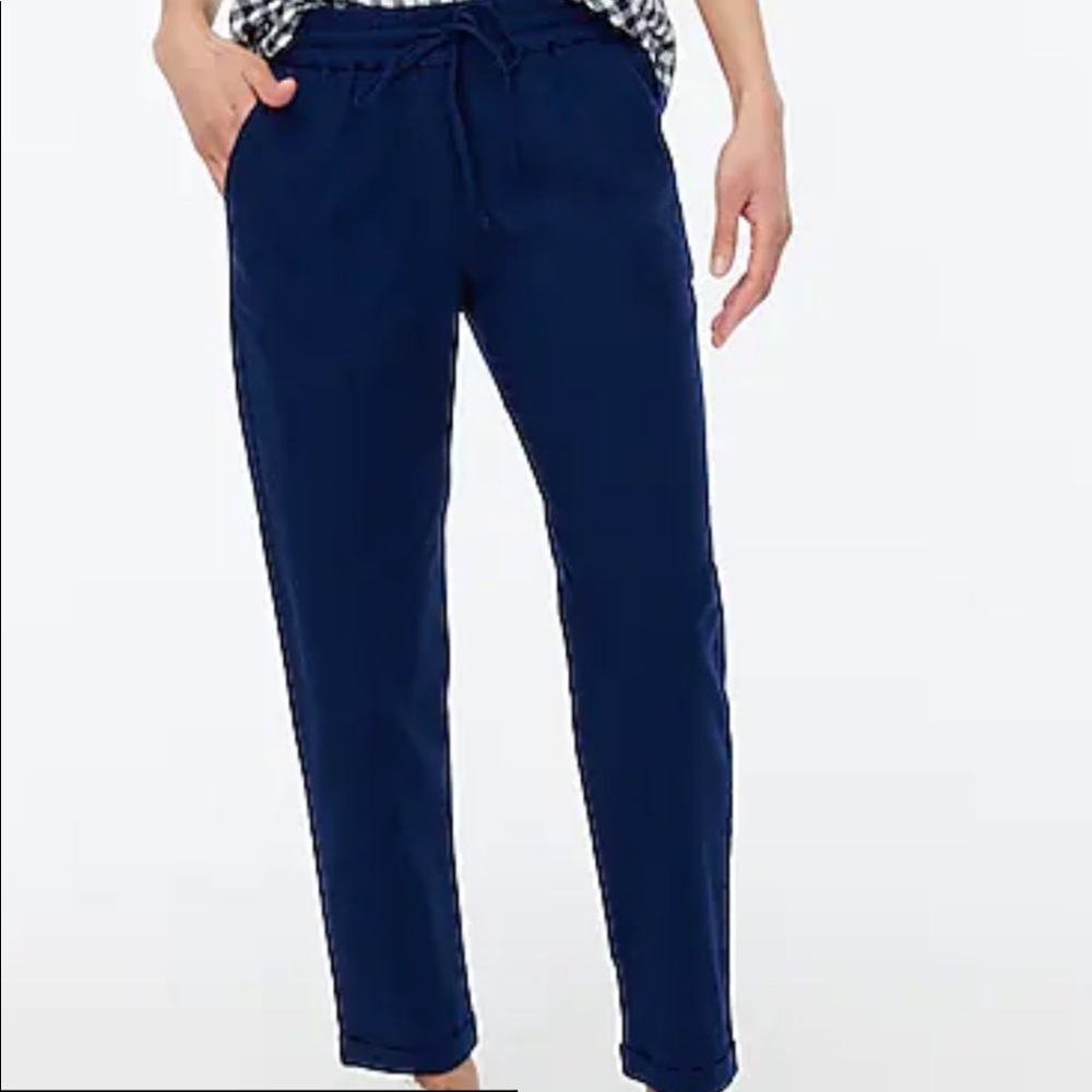 NWT J.Crew navy cropped linen blend pants